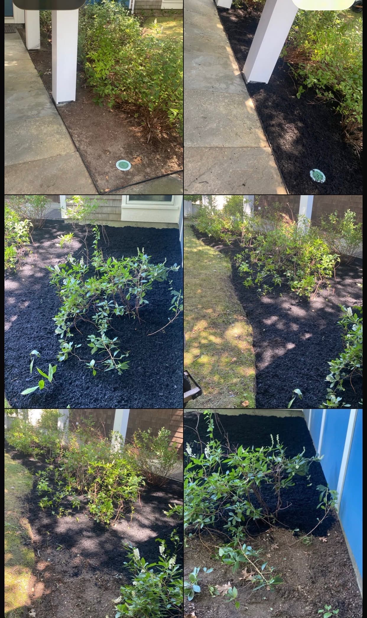 Narrow planting bed freshly edged along a home foundation